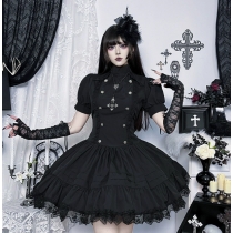 Dark-style A-line Lolita everyday dress, 2025 new gothic punk rock mini skirt
