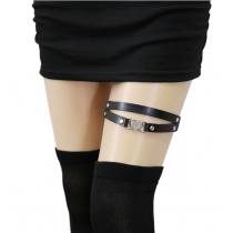 New stylish and sexy punk-inspired heart-shaped rhinestone leather thigh ring with double-layered heart-shaped elastic garter belt