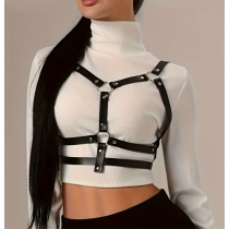 European and American punk style adjustable metal buckle leather belt, suspender strap, chest strap, waist belt integrated body accessory matching