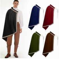Halloween Men's Renaissance Shawl Half-Shoulder Cape Medieval Warrior Cape LARP Warrior Market Costume
