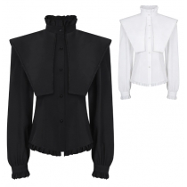 European and American punk pleated gothic shirt medieval clothing steampunk Victorian top retro