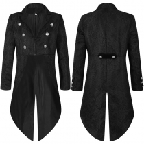 2025wish new European and American men's clothing medieval retro clothing men's mid-length punk retro swallow tail suit men