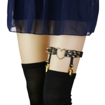 European and American Harajuku punk Gothic gold heart-shaped leather hand-rivet leg ring personality street dance thigh garter