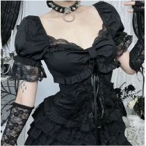 Dark Gothic subculture strappy girl shirt 2025 new sexy hot girl versatile top
