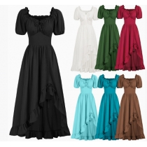 Medieval new retro irregular dress Renaissance stage costume dress women's skirt