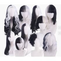 cos wig 101 loyal dogs Cruella de Vil Cruella black and white witch color matching short curly hair