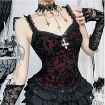 Dark Gothic style hot girl suspender top 2025 new sexy slim fit all-match vest top for women