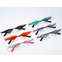 New fashion frameless sunglasses for women European and American personality color film street shooting sunglasses metal sunglasses
