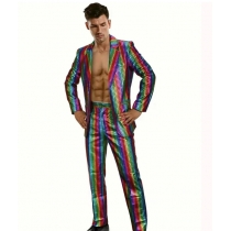 Men's sequined gold-stamped suit disco cos party stage nightclub shiny cool performance suit