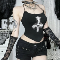 Dark Gothic Style Chain Printed Vest 2025 New Sexy Hot Girl Slimming Camisole Vest for Women