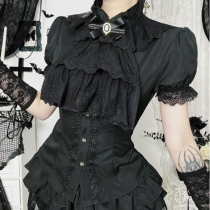 Dark Gothic style sexy slim fit lace patchwork shirt 2025 new hot girl versatile tops for women