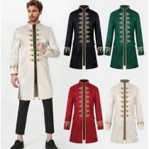 New Halloween Men's Coat Solid Color Fashion Steampunk Retro Stand Collar Uniform Performance