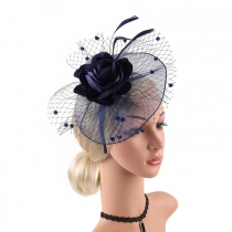 New mesh feather hair accessories headband European and American bride celebrity party veil headdress hairpin Jockey Club head flower