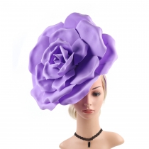 European and American fashion exaggerated curled foam flower bride photo big flower Jockey Club headband hat Christmas headdress hair accessories