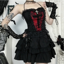 Dark Gothic Style A-line Lolita Puffy Dress 2025 New Sexy Hot Girl Short Skirt Female