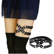 Personality fashion Harajuku punk style cross cross leather thigh ring sexy rivet elastic garter