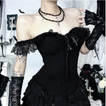 Dark series tube top waist shaping lace camisole top new style niche design sexy hot girl outfit