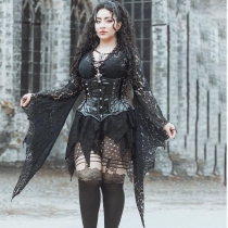 Dark trumpet sleeve irregular lace blouse 2025 new gothic style clothing