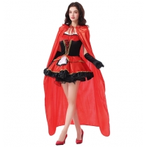 Halloween costume red adult Little Red Riding Hood princess dress long dress with cape