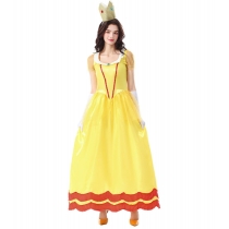 Halloween costume adult princess dress game princess character yellow satin bud long dress