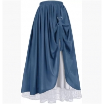 European and American Halloween pirate skirt Lace splicing large swing irregular skirt color matching