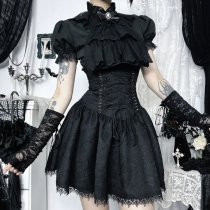 Dark Gothic style slim lace waist skirt 2025 new lolita lace strappy short skirt