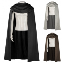 New medieval knight cloak cos Halloween party cosplay long velvet hooded cloak