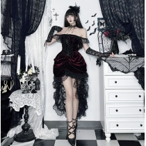 Dark multi-layered stitching tail dress 2025 new Gothic style Lolita lace skirt