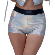 Bright leather stage performance costumes Sexy hot pants hot gold patent leather high waist shorts