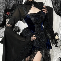 Dark Summer 2025 Halloween Dark Style Temperament Sexy Slim Lace Cardigan Tops for Women