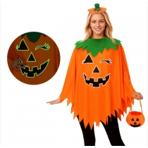 Halloween costume luminous adult pumpkin cape cape pumpkin hat suit cape school party dress up