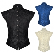 New Men's Medieval Costume Retro Men's Short Vest Fake Collar Halloween Costume