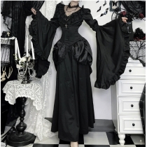 Dark Lolita high waist skirt 2025 new Gothic style fashion all-match long skirt for women