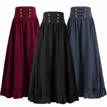 2025 European and American medieval retro Gothic lace waist lace big swing skirt all-match plus size women's skirt