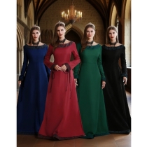 European and American hot-selling women's clothing 2025 medieval retro dress women's long-sleeved performance costume