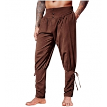 Men's casual pants new arrivals, casual summer trousers, ankle-strap trousers, medieval pirate ship trousers
