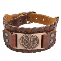 European and American hot selling medieval Viking pirate compass men's punk wide bracelet leather bracelet