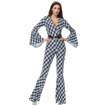 80s retro-style diamond-patterned disco costume/outfit for Halloween and hippie-themed parties