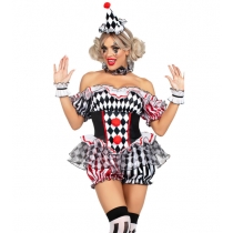 Halloween Women's Clown Costume, Role-play Outfit, Party Performance Wear, Versatile Clown Costume