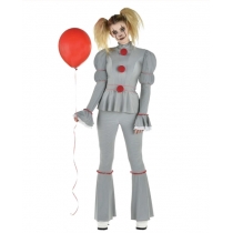 Horror-themed Pennywise female clown cosplay costume for Halloween party and performance
