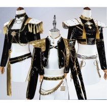Demon Hunter Girl Group Mira Black Gold Cosplay Anime Demon Hunter Girl Group Stage Costume Zoe Rumi Cosplay