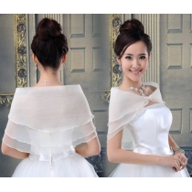 European and American style bridal shawl, wedding dress, cheongsam, cape, three-layered seersucker, rolled hem, bow button, wedding dress, small shawl