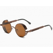 Hot-selling steampunk metal sunglasses, retro metal frame sunglasses, round thick frame, spring temples.