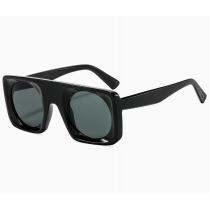 2026 New Large Frame Square Sunglasses, European and American Style, Simple Flat Top, Concave Round Lens, Fashionable Sunglasses