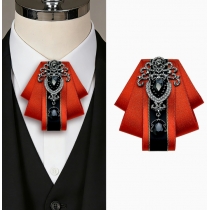 Men's bow tie, suit, shirt, tuxedo, business formal attire, rhinestone bow tie, and boutonniere