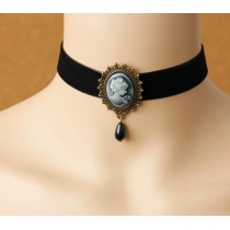 Vintage velvet choker necklace, women's collarbone necklace, beauty headdress chain jewelry