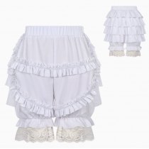 New lace casual Japanese style ruffled lantern high-waisted elastic pants for summer Lolita cosplay shorts
