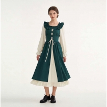 German traditional beer festival attire, Renaissance retro long-sleeved fitted waist dress, carnival dress.