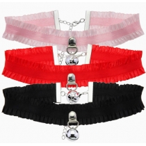 Fresh and elegant ruffled lace bell pendant choker necklace, new style, elastic and comfortable collarbone necklace.