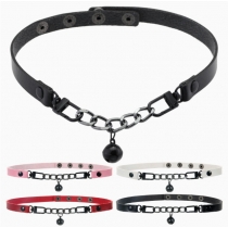 Unique dark and sweet cool sexy girl leather choker necklace, light luxury niche choker bell necklace for women